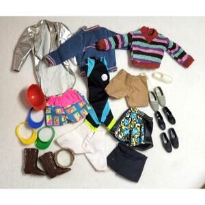 Vtg 70s 80s 90s Barbie Ken Doll Clothes Lot Shorts Shoes Boots Visor Top Jacket